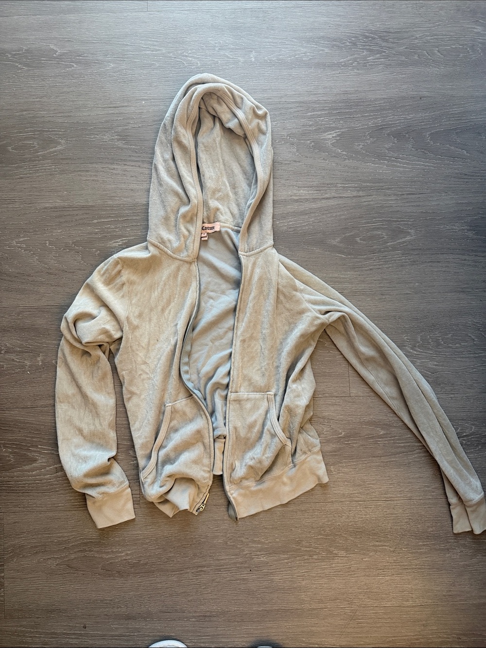 Juicy Couture Light Gray Hooded Zip Bomber Jacket